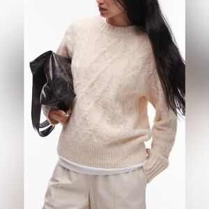 Topshop Cream Cable Knit Sweater